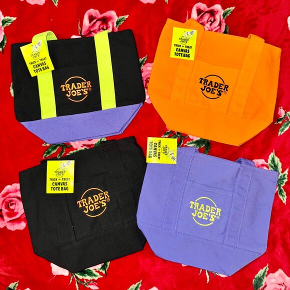 Lot of 4 — 2025 Trader Joe’s Trick-or-Treat Mini Canvas Totes (Limited Edition) - Picture 1 of 15